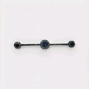 Antique Victorian Bar Brooch Sterling Silver Marcasite Spinel Trombone Clasp Vtg